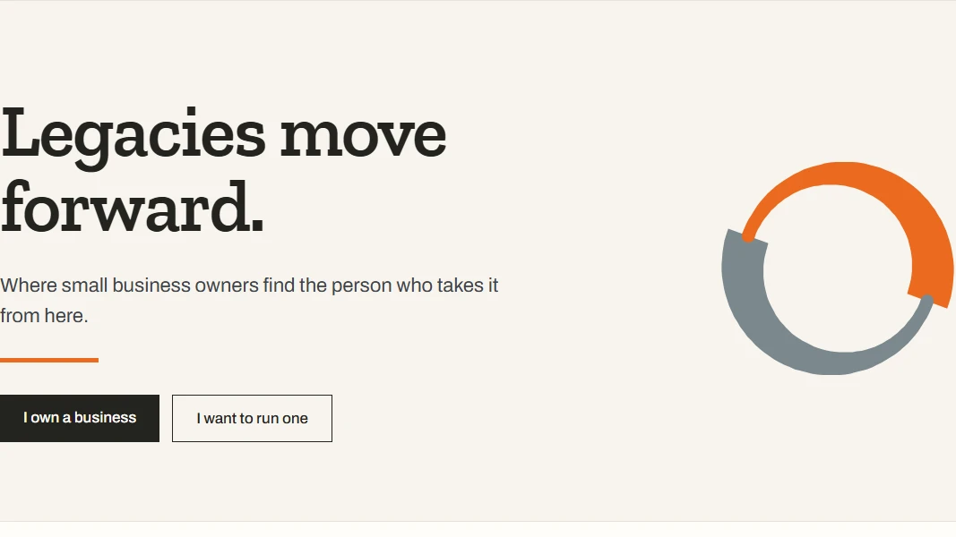 Onward’s homepage: “Legacies move forward” over the two entry points, one for an owner and one for a buyer